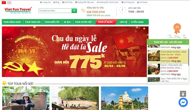 Website du lịch VietFun Travel